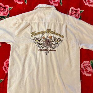 Vintage 1990s Tommy Bahama 100% Silk Embroidered “Bull Shot Lounge” Camp Shirt L